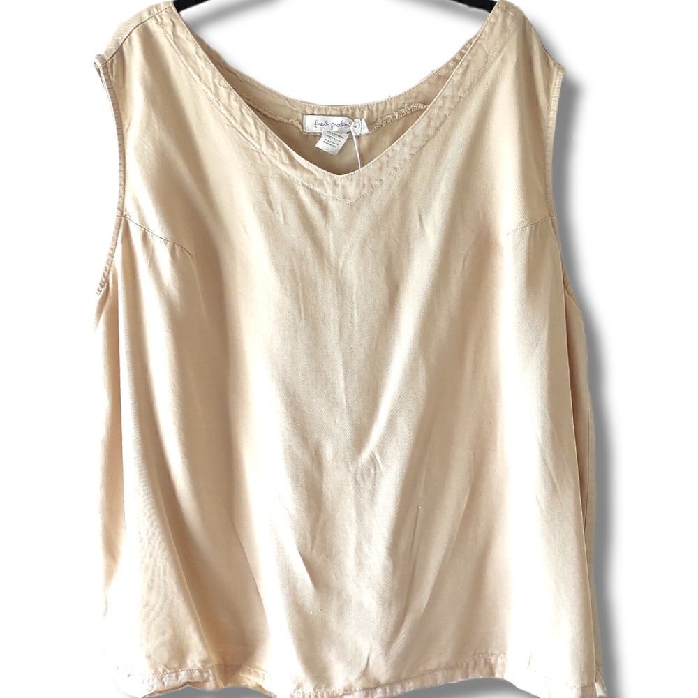Fresh Produce Beige Top Sleeveless‎ VNeck and Scoop Neckline #R113 Sz 24